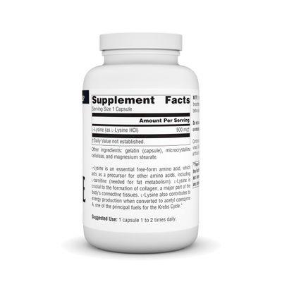 Source Naturals L-Lysine Free Form -Amino Acid Supplement Supports Energy Formation &amp; Collagen - 200 Capsules