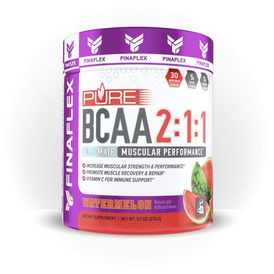 FINAFLEX Pure BCAA 2:1:1, Watermelon - 9.7 oz - Promotes Strength, Recovery &amp; Performance - with 2:1:1 Ratio of Leucine, Isoleucine &amp; Valine + Vitamin C - 30 Servings