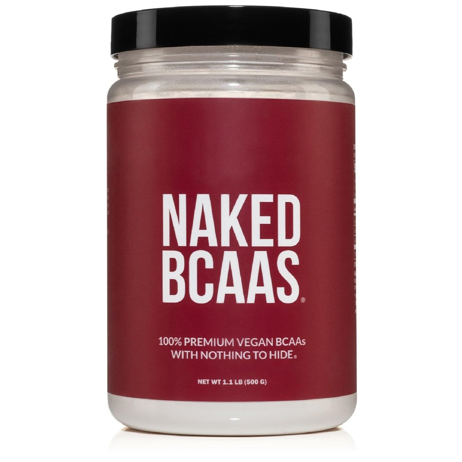 Naked BCAAs Amino Acids Powder, Only 1 Ingredient, Pure 2:1:1 Formula, Vegan Unflavored Branched Chain Amino Acids, Instantized All Natural BCAA Supplement - 500 Grams, 100 Servings