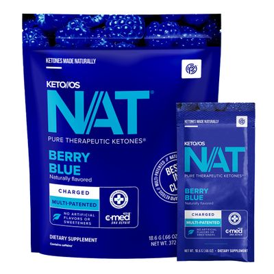 PRVIT Keto//OS NAT Berry Blue Keto Supplements - Charged - Exogenous Ketones - BHB Salts Ketogenic Supplement for Workout Energy Boost for Men and Women (20 Count)