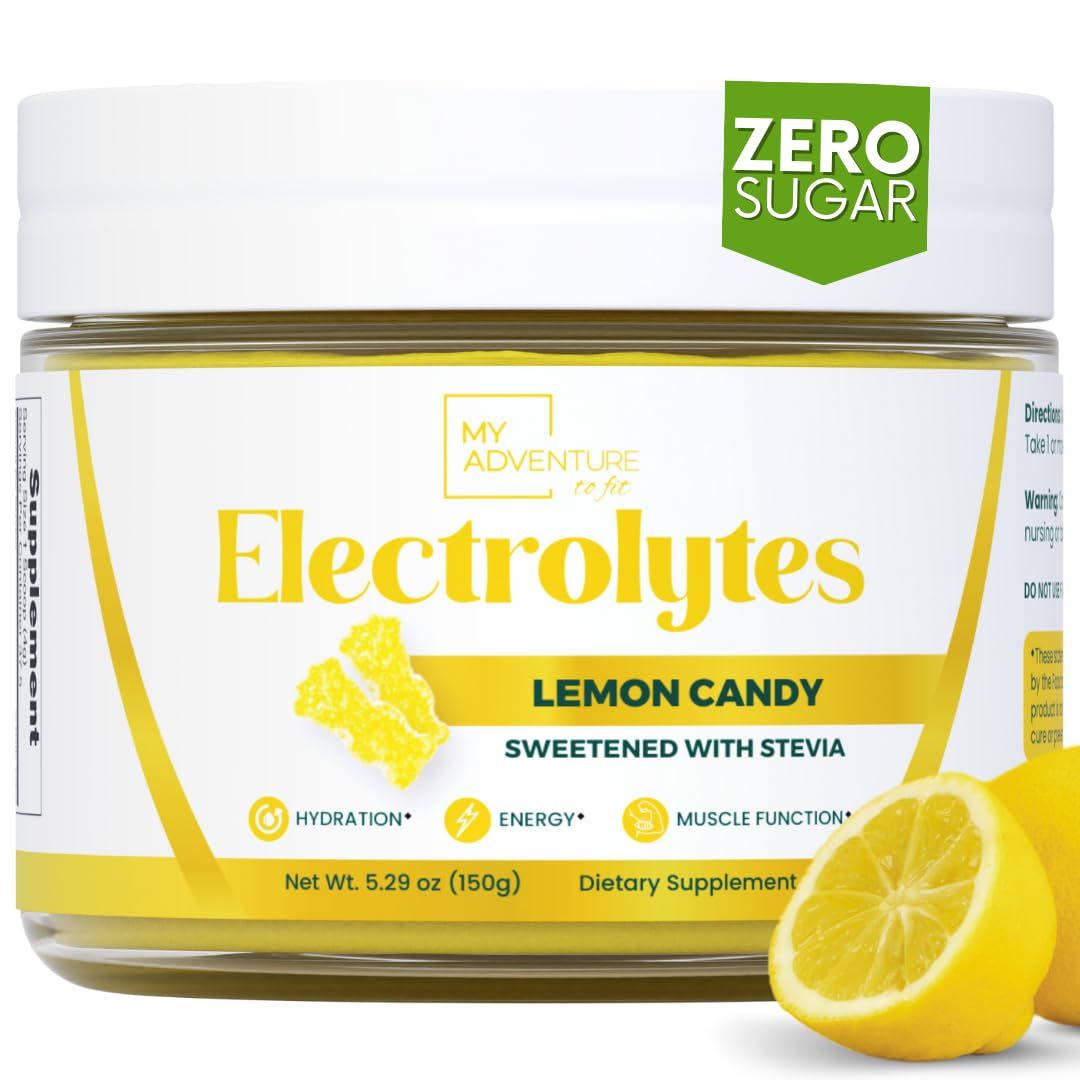 Zero Sugar - Lemon Candy Electrolytes Powder - Refreshing Hydration - Caffeine Free Energy with All Natural Ingredients - Vegan, Keto &amp; Paleo - Sugar Free Electrolytes Powder Drink Mix - 37 Servings