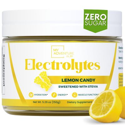 Zero Sugar - Lemon Candy Electrolytes Powder - Refreshing Hydration - Caffeine Free Energy with All Natural Ingredients - Vegan, Keto &amp; Paleo - Sugar Free Electrolytes Powder Drink Mix - 37 Servings