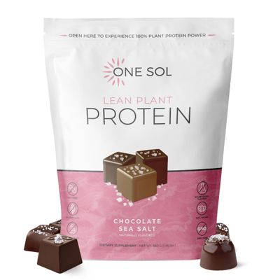 One Sol Lean Plant Protein Powder Chocolate Sea Salt, Low Carb, Gluten Free, Lactose Free, No Sugar Added, Soy Free, Non-GMO, 100% Plant Based &amp; Vegan Friendly