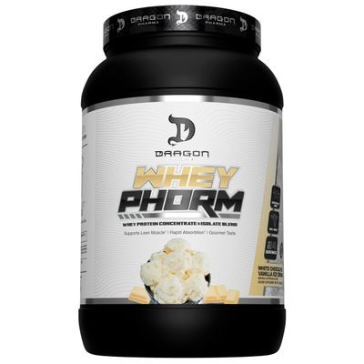 DRAGON PHARMA Whey Protein Blend, Fast Absorption, Gluten Free, 100% Whey Protein, WheyPhorm, Maximize Recovery, Great Tasting, 25 Grams of Protein (24 Servings, White Chocolate Vanilla Ice Cream)