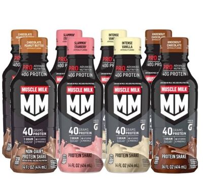 Muscle Milk Pro Advanced Nutrition Shake, 14 Fl Oz, 40 g Protein, 8 Bottles (Variety Pack)