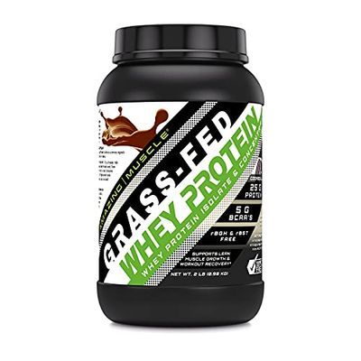 Amazing Muscle Grass-Fed Whey Protein Supplement | 25 G per Serving | Cookies &amp; Cream Flavor | 2 Lb (0.90 Kg) | Non-GMO | Gluten-Free | Made in USA