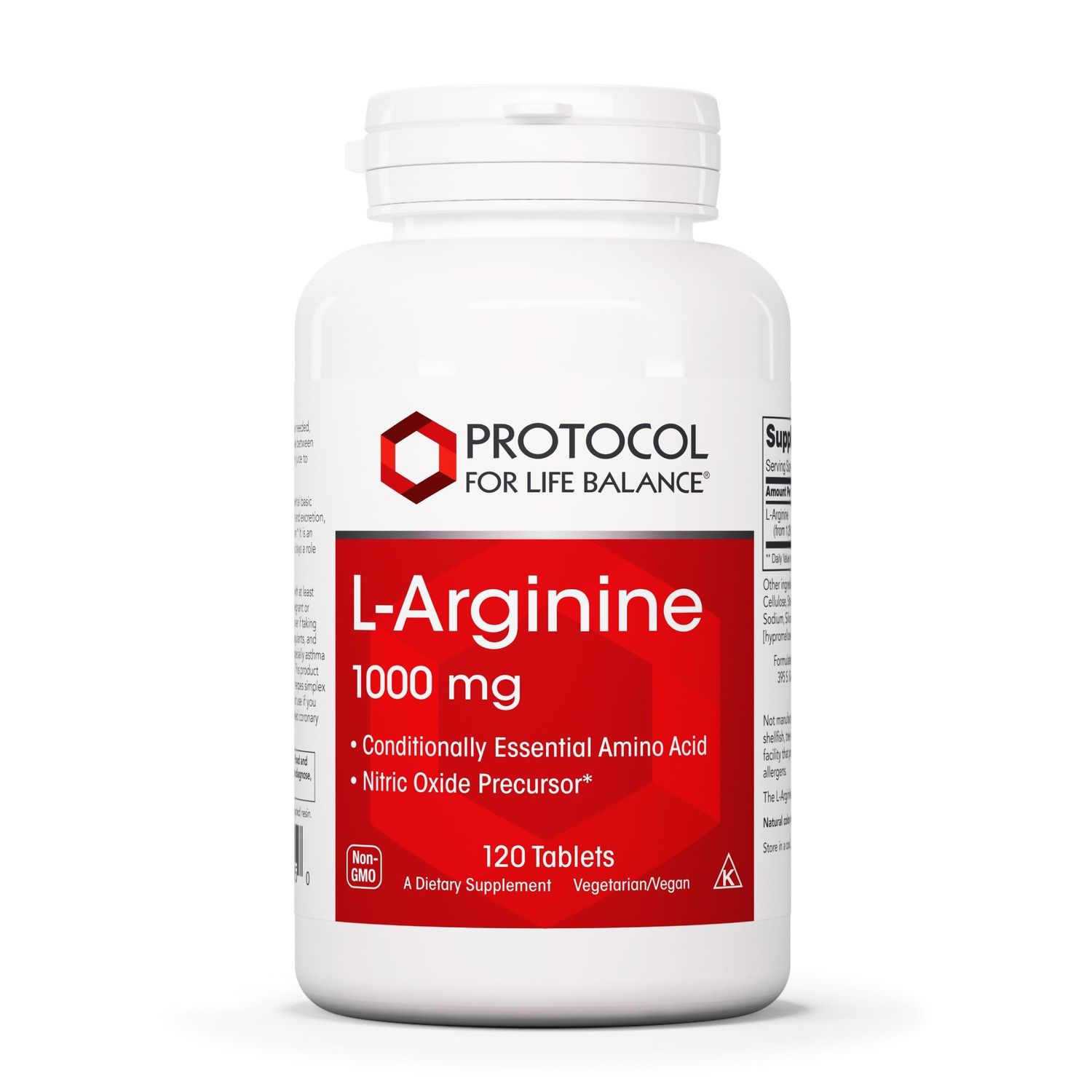Protocol L-Arginine 1,000mg - Amino Acid - Urea Detox - Protein Protection - 120 Veg Caps