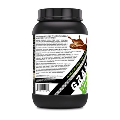 Amazing Muscle Grass-Fed Whey Protein Supplement | 25 G per Serving | Cookies &amp; Cream Flavor | 2 Lb (0.90 Kg) | Non-GMO | Gluten-Free | Made in USA