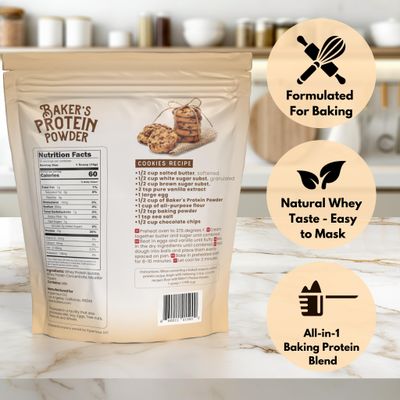 LEANBAKERS, Baker's Protein Powder Pure Natural Protein Blend, Whey Isolate, Whey Concentrate, Casein, Gluten Free, no sweeteners, Unflavored, 17.1 oz, for Baking high Protein Low Calorie Snacks