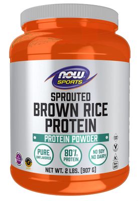 NOW Foods Sports Nutrition, Sprouted Brown Rice Protein, 80% Protein, Unflavored Powder, 2-Pound