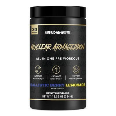 Anabolic Warfare Nuclear Armageddon Pre Workout Powder Pre-Workout for Men &amp; Women with L-Citrulline, Beta Alanine Powder and Caffeine (Ballistic Berry Lemonade - 30 Servings)