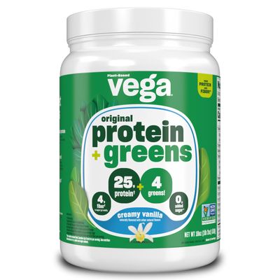 Vega Protein and Greens Protein Powder Creamy Vanilla (11 Servings) 25g Plant Based Protein Plus Veggies, Vegan, Non-GMO, Pea Protein for Women and Men, 1.2lbs