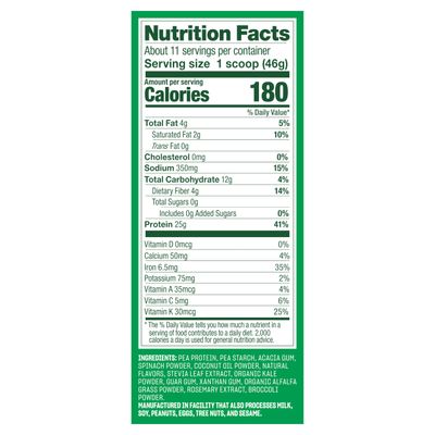 Vega Protein and Greens Protein Powder Creamy Vanilla (11 Servings) 25g Plant Based Protein Plus Veggies, Vegan, Non-GMO, Pea Protein for Women and Men, 1.2lbs