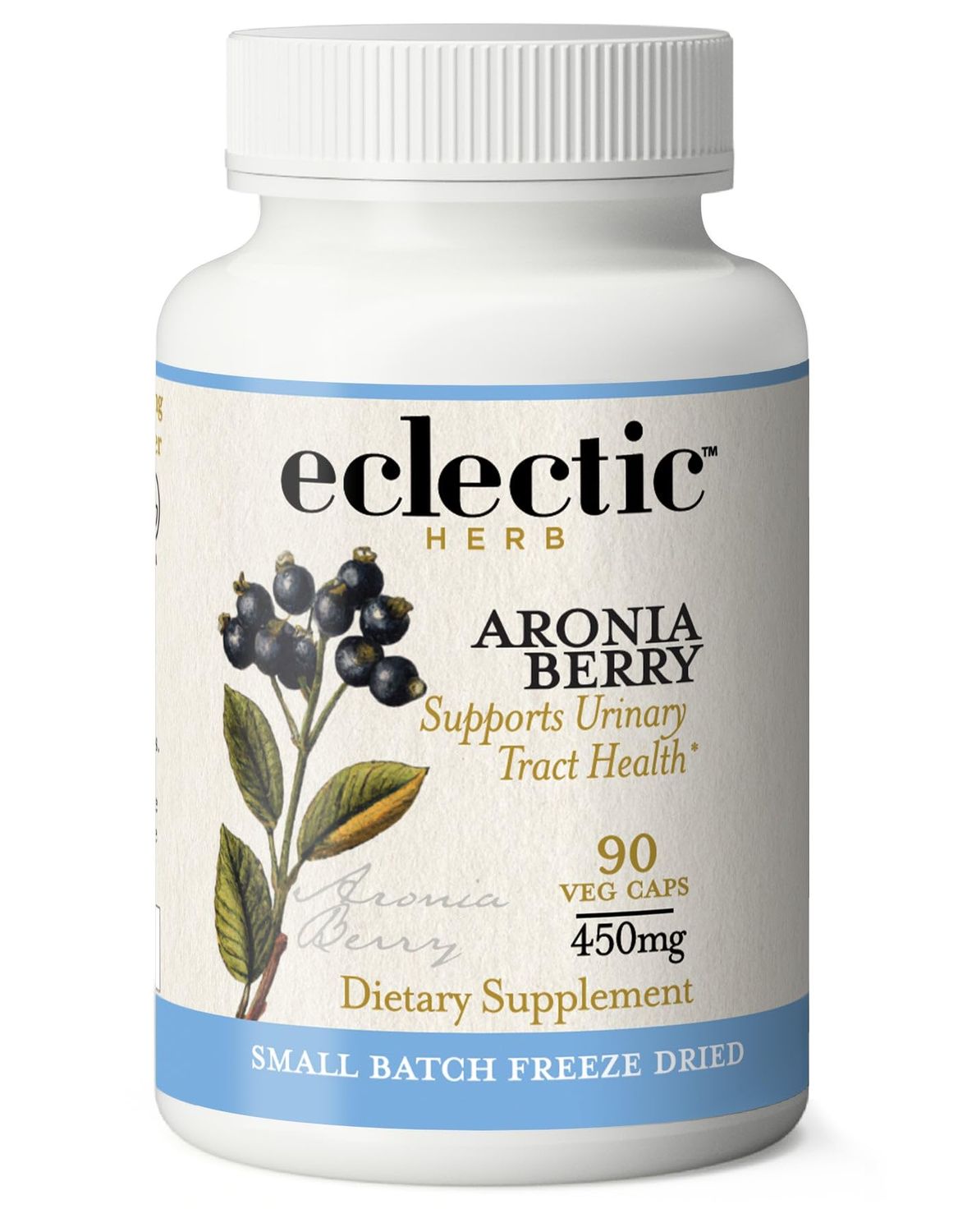 Eclectic Institute Raw Freeze-Dried Organic Aronia Berry Capsules | Supports Heart, Immune System, Digestive, and Urinary Tract Health | 90 CT (450 mg)