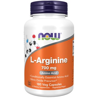 NOW Foods Supplements, L-Arginine 700 mg, Nitric Oxide Precursor*, Amino Acid, 180 Veg Capsules