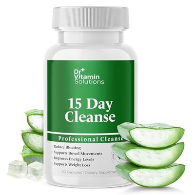 DR VITAMIN SOLUTIONS 15 Day Cleanse Gut Support, Detox for Men &amp; Women, All Natural Colon Cleanser for Bloating and Constipation Relief, Extra Calorie Loss with Healthy Probiotics - 30 Capsules