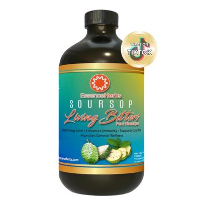 Essence Herbs Soursop Bitters Liquid with Soursop Leaves, Moringa, Black Seed, Neem Tree &amp; More 16oz (Pack of 1)
