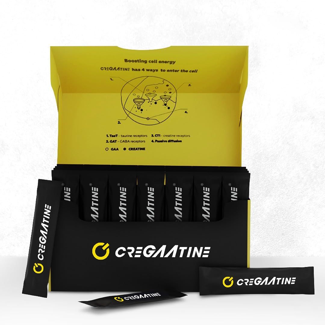 CreGAAtine Micronized Creatine Monohydrate + GAA | Increase Strength, No Water Retention | Boosts Memory &amp; Focus | Single-Serve Packets | 60 Sachets, 30 Servings | for Men &amp; Women