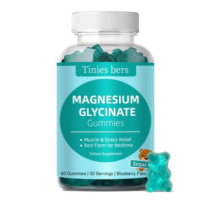 Magnesium Glycinate Gummies 500mg, Sugar Free for Adults &amp; Kids, Best Magnesium Gummies for Sleep, Stress &amp; Muscle Relief &amp; Nerve Health, No Melatonin, Gluten Free, Non GMO, Vegan, Pectin, 60