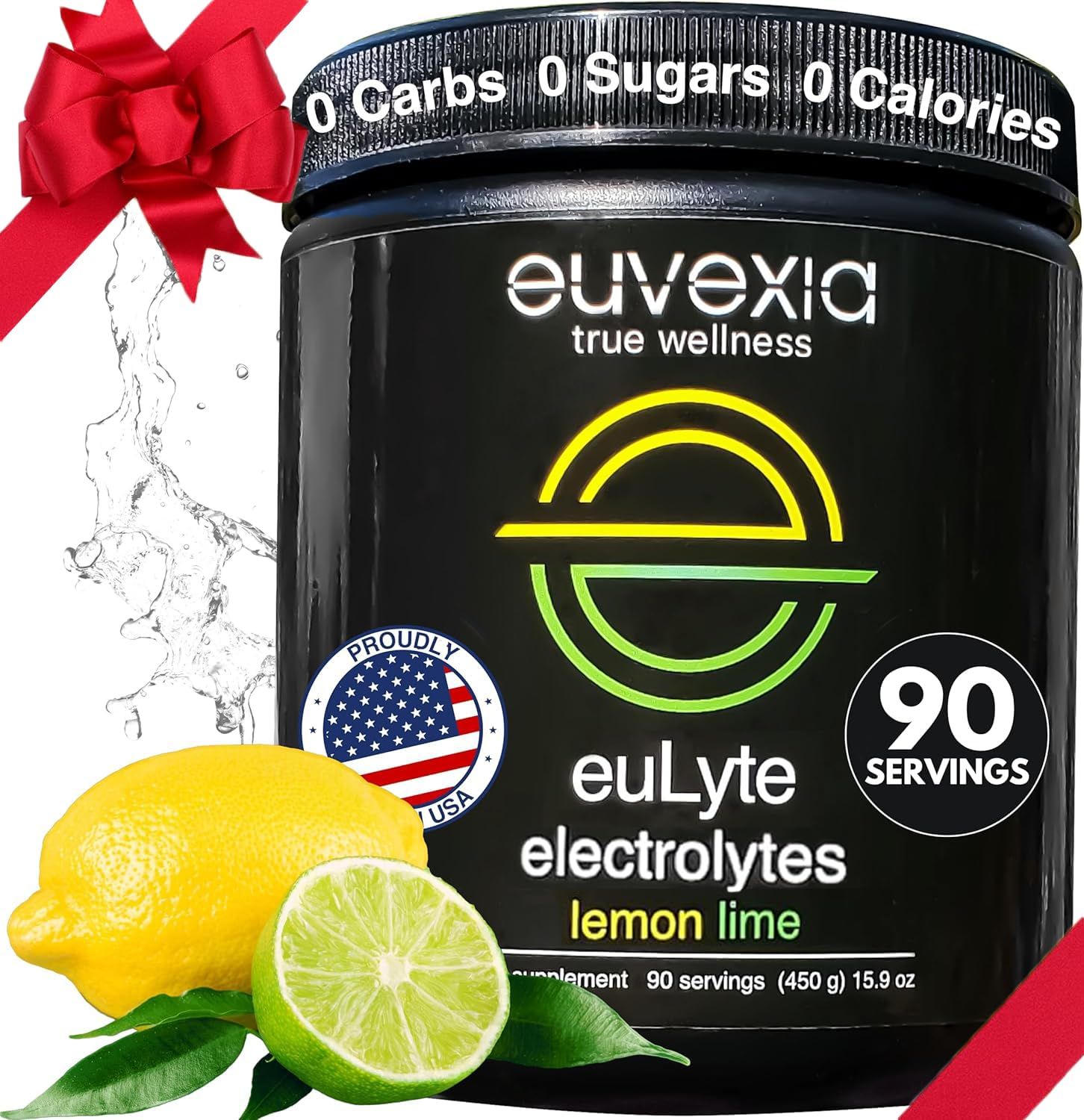 Euvexia euLyte Electrolytes Powder No Sugar (90 Serv) Sodium Calcium Potassium Magnesium Trace Minerals Zinc Manganese Zero Sugar Free Hydration Drink Keto Fasting by Dr Sten Ekberg