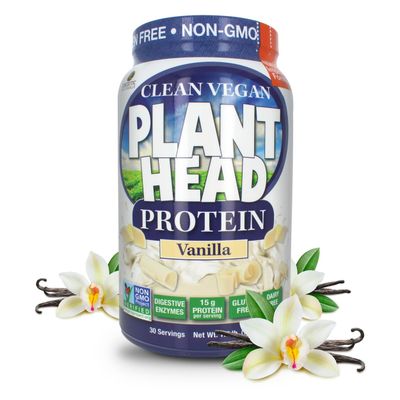 Genceutic Naturals Plant Head Protein Powder Supplement, Vanilla, 1.7-Pounds (lbs)