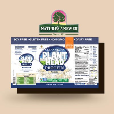 Genceutic Naturals Plant Head Protein Powder Supplement, Vanilla, 1.7-Pounds (lbs)