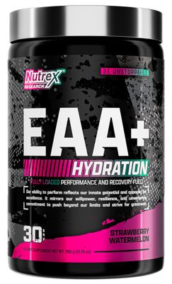 Nutrex Research EAA Hydration | EAAs + BCAA Powder | Muscle Recovery, Strength, Muscle Building, Endurance | 8G Essential Amino Acids + Electrolytes | Strawberry Watermelon 30 Serving