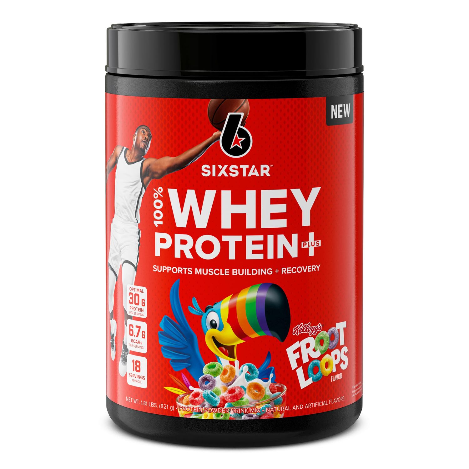 Six Star Whey Protein Powder Plus | Muscle Building &amp; Recovery Plus Immune Support | Muscle Builder for Men &amp; Women | Kelloggs Froot Loops Flavor | 1.8lb
