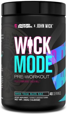 Jacked Factory X John Wick - Wick Mode Pre Workout Powder - Intense Energy, Battle-Ready Focus, Unstoppable Commitment, and Sheer Will - 40 Servings, Baba Yaga Blue Raz