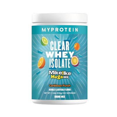 Myprotein Clear Whey Isolate Protein Powder, 1.1 Lb (20 Servings) Fruity Mike and IKE Caribbean Punch Drink Mix, 20g Protein per Serving, Daily Protein Intake for Superior Performance