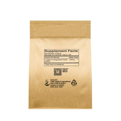 PURE ORIGINAL INGREDIENTS L-Arginine a-Ketoglutarate (AAKG) Powder, 1 lb, Unflavored, Non-GMO, Resealable &amp; Eco-Friendly Packaging