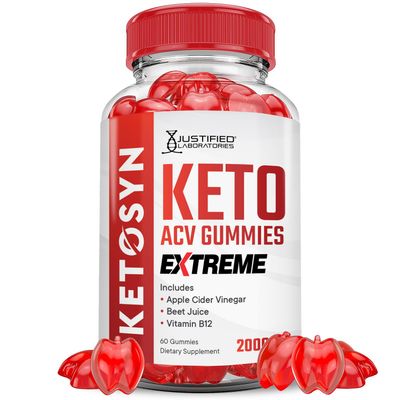 Ketosyn Keto ACV Gummies Extreme 2000MG Ketosyn Keto Gummies Apple Cider Vinegar Formulated with Pomegranate Beet Juice Powder B12 Vegan Non GMO 60 Gummys