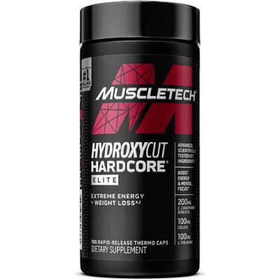 Hydroxycut Hardcore Elite - 100 Rapid-Release Thermo Caps - Energy &amp; Focus - for Men &amp; Women - 50 Servings