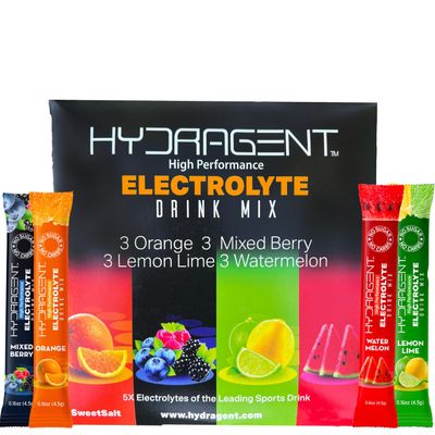 HYDRAGENT Zero Sugar Electrolyte Stick Packs | 1200mg Core Electrolytes | Magnesium &amp; Potassium for Hydration &amp; Recovery
