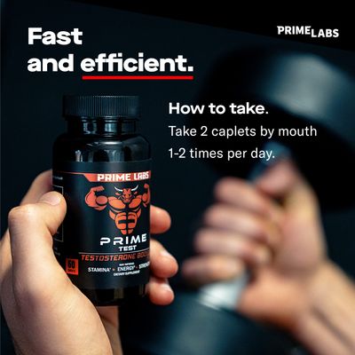Prime Labs - Men's Testosterone Booster - Stamina, Endurance, &amp; Strength Booster - 60 Caplets