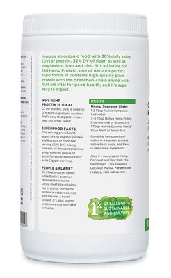Nutiva Organic, Cold-Processed Hemp Protein from non-GMO, Sustainably Farmed Canadian Hempseed, 15 G, 16 Ounces