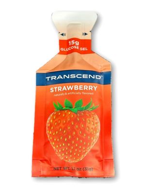 Transcend Strawberry Flavored Glucose Gels, Thirty 1.1-Ounce Packets in Brand Bag, 15-Grams Fast-Acting Glucose per Packet