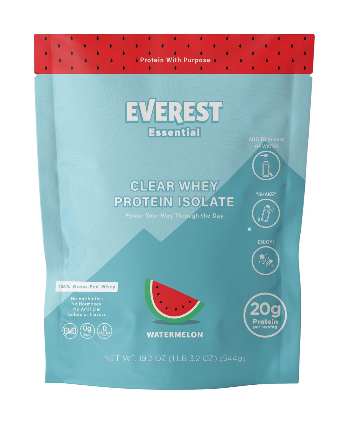 Everest Essential, Whey Protein Powder for Adults, Watermelon (20 Servings Per Bag)