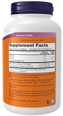 NOW Foods Supplements, CLA (Conjugated Linoleic Acid) 800 mg, Nutritional Oil, 180 Softgels