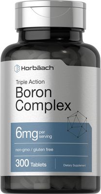 Horbach Triple Boron Complex 6 mg Supplement | 300 Tablets | for Men and Women | Vegetarian, Non-GMO &amp; Gluten Free | Triple Action Boron Citrate, Boron Glycinate, Boron Asparate