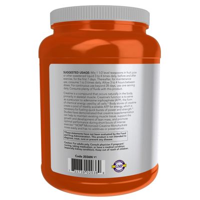 NOW Foods Sports Nutrition, Micronized Creatine Powder 500 g, Mass Building*/Energy Production*, 1 kg.
