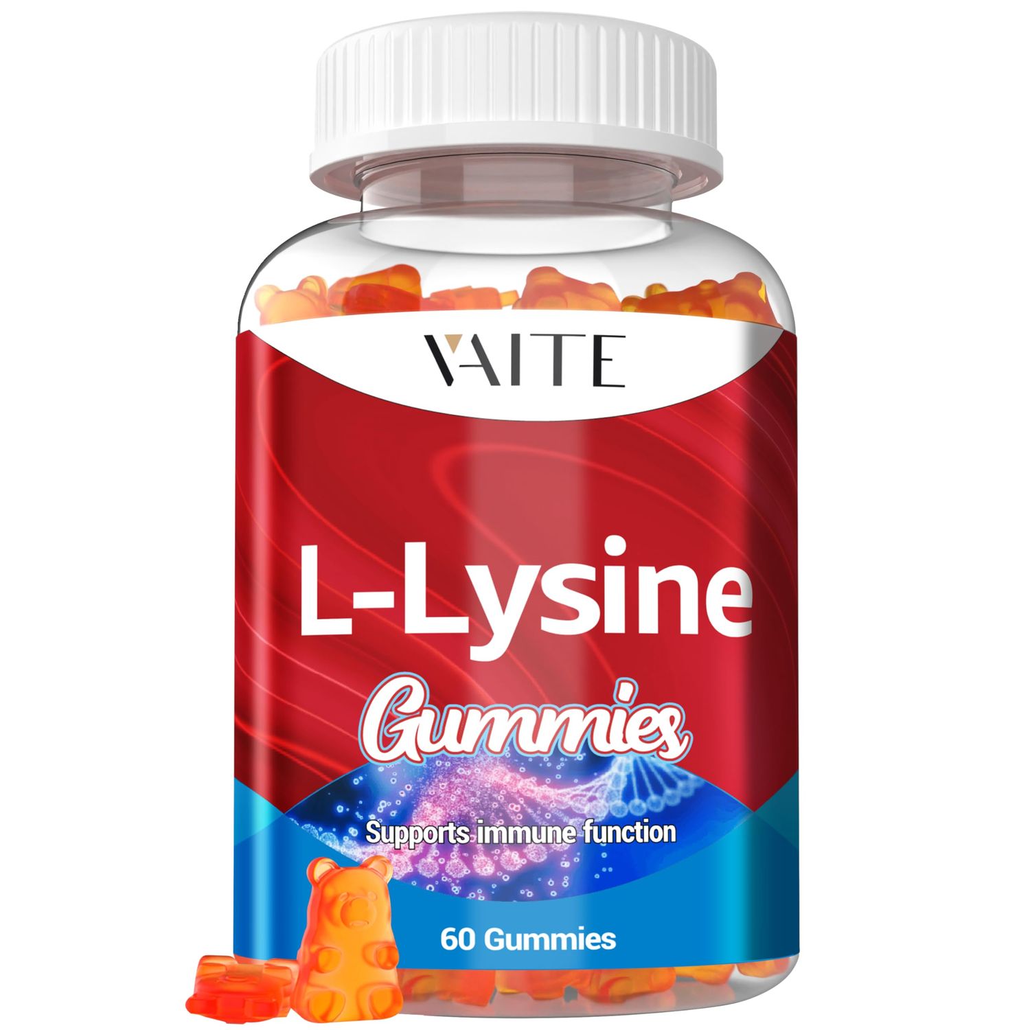 L-Lysine 1000mg Gummies - Supports Skin, Lip, Vegan, Gluten Free, Vitamins for Adults Tissue Health &amp; Immune System, Chewables, Amino Acid Vitamin Supplement &amp; Complex Supplements, Non-GMO