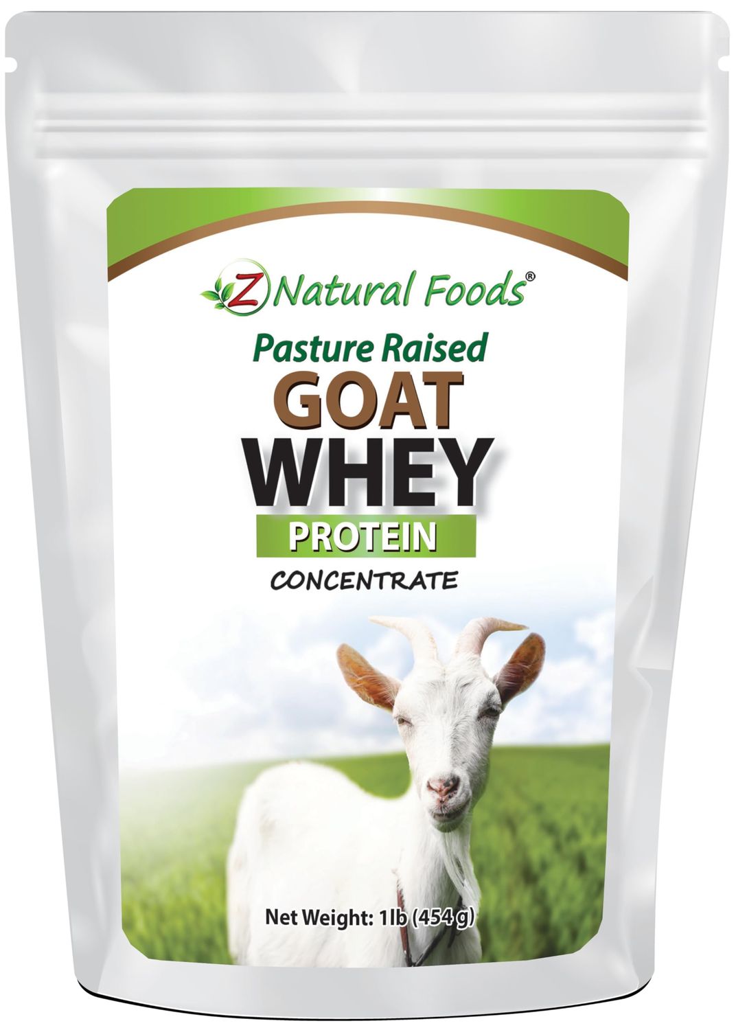 Z Natural Foods Goat Whey Protein Powder Concentrate - Undenatured, Unflavored, Pasture Raised Whey - Clean Goat Protein Powder with Vital Proteins for Weight Management, Immune Support, Fitness, 1 lb