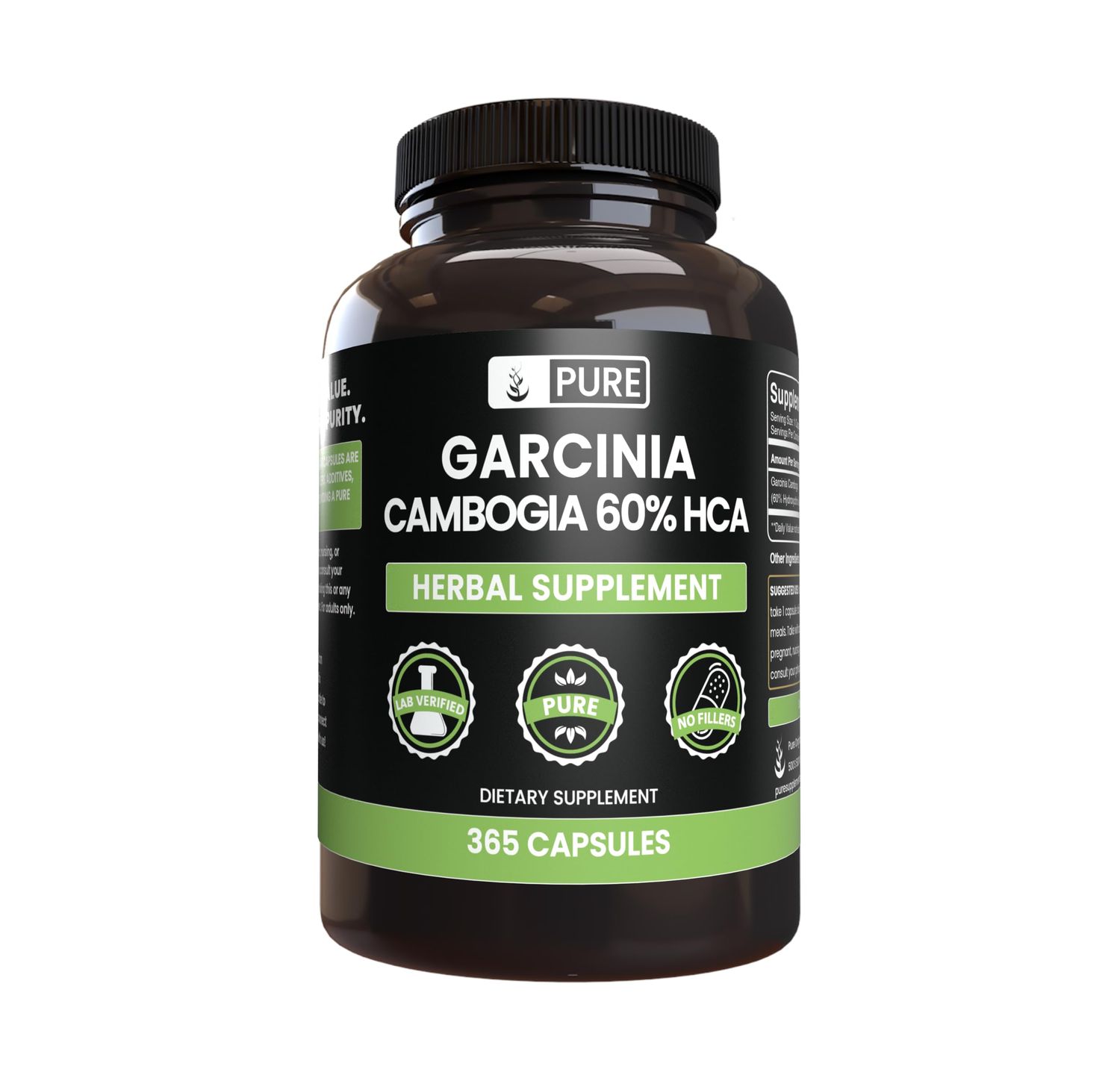 Pure Original Ingredients Garcinia Cambogia, No Magnesium or Rice Fillers, Always Pure, Lab Verified (365 Count)