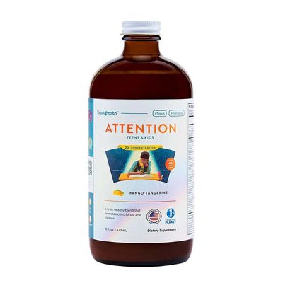 LIQUIDHEALTH Attention Liquid Multivitamin for Kids &amp; Teens - Improves Memory Retention, Concentration, Focus, Mood, Relaxation &amp; Calming - Great Taste, Vegan, Sugar-Free (16 oz)