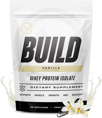 Outwork Nutrition Build Whey Protein Isolate Powder - Low Lactose, Gluten-Free Protein Powder for Muscle Growth &amp; Workout Recovery, Backed by Science, Vanilla, 1.6lbs