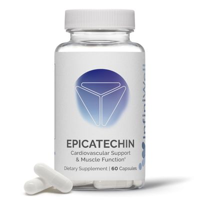 InfiniWell Epicatechin Supplement Cardiovascular &amp; Muscle Support - Promotes Workout Performance &amp; Recovery, Non-GMO, 60 Capsules (1 Month Supply)