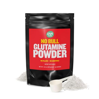 Raw Barrel - No Bull L-Glutamine Powder - Unflavored and Micronized Glutamine, Pure L Glutamine Powder, Non GMO, L Glutamine Supplement, Naturally Vegan, Vegetarian and Gluten Free, 300g