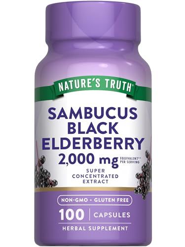 Nature&#39;s Truth Black Elderberry Capsules | 100 Count | Super Concentrated Sambucus Extract | Non-GMO and Gluten Free Supplement