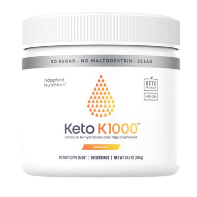 Hi-Lyte Keto K1000 Electrolyte Powder | Orange | Hydration Supplement Drink Mix | Boost Energy &amp; Beat Leg Cramps | No Sugar, No Maltodextrin | 50 Servings